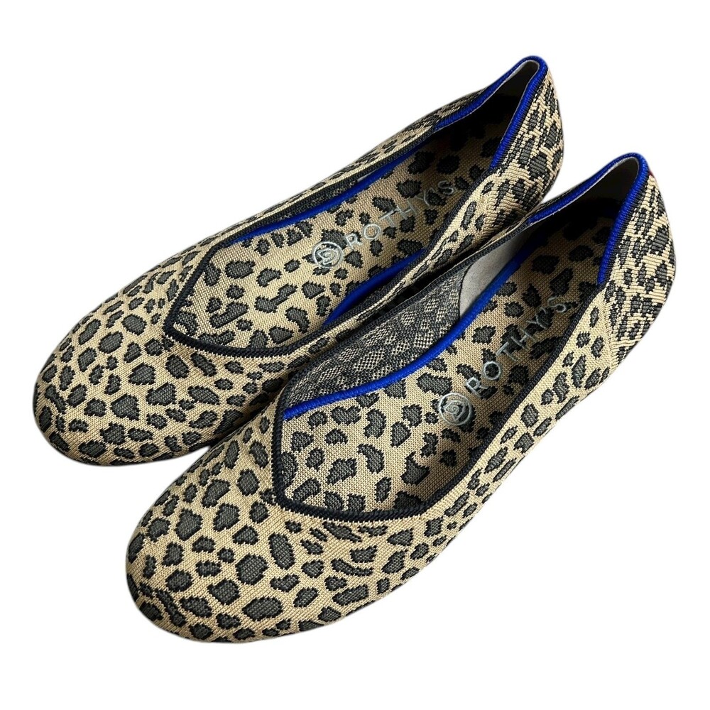 Rothy's Women's Lite Washable Brown Cheetah Ballerina The Flat Shoes Size 11